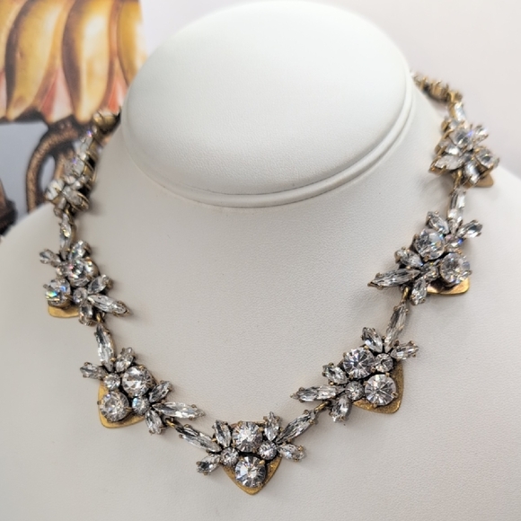 J. Crew Gold and Silver Floral Crystal Necklace - Picture 1 of 6